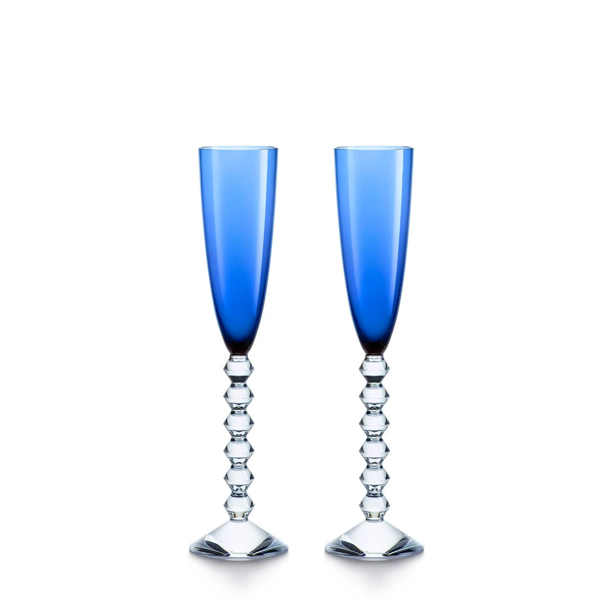 Baccarat Crystal, Vega Flutissimo Crystal Flute Blue, Pair 1 Baccarat Crystal, Vega Flutissimo Crystal Flute Blue, Pair