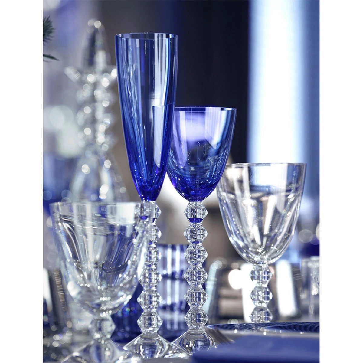 Baccarat Crystal, Vega Flutissimo Crystal Flute Blue, Pair 2 Baccarat Crystal, Vega Flutissimo Crystal Flute Blue, Pair - Image 2