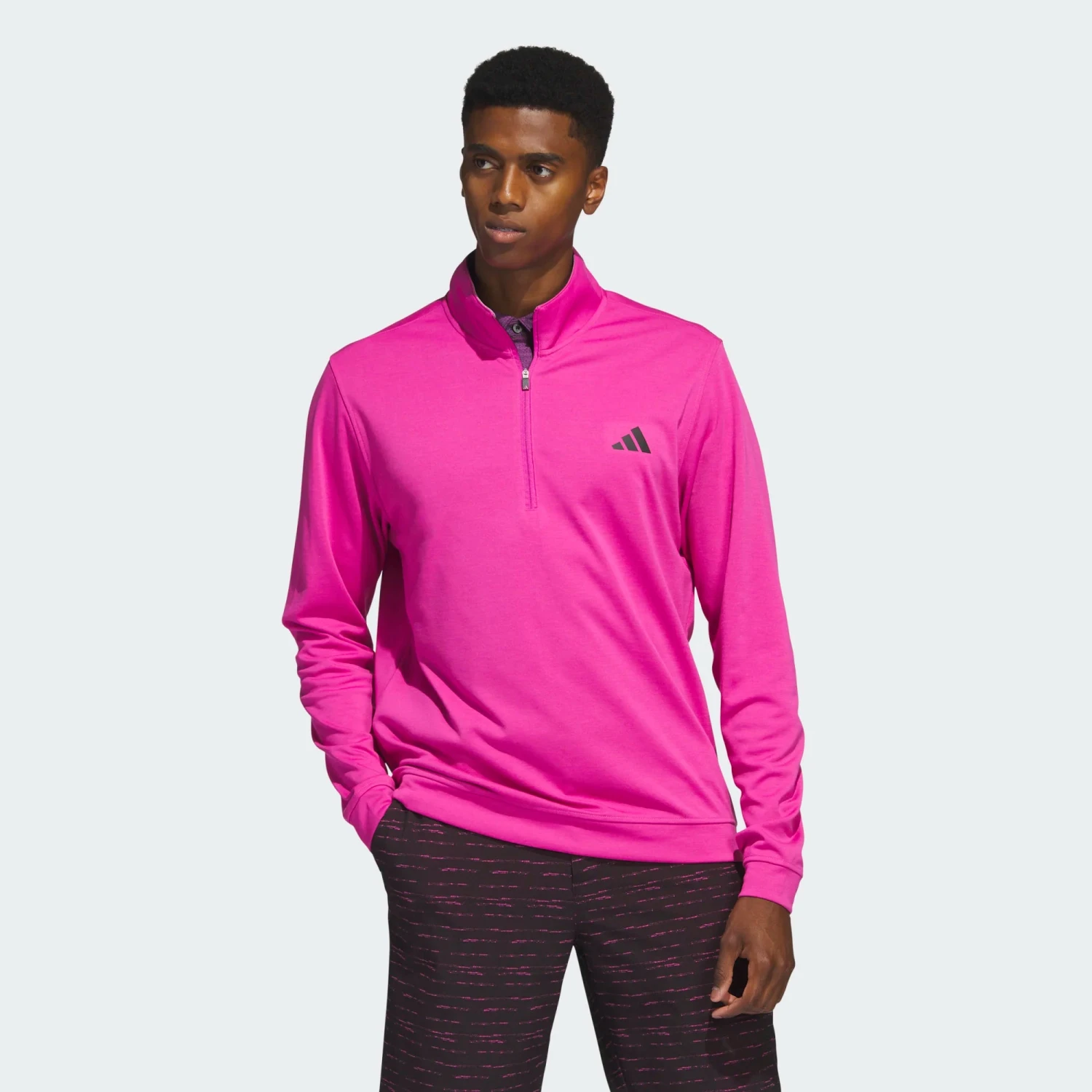 Adidas Golf Elevated 1/4 Zip Lucid Fuchsia 2 Adidas Golf Elevated 1/4 Zip Lucid Fuchsia - Image 2