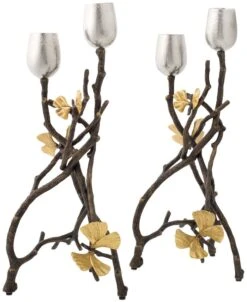 Butterfly Gingko 2-Pc. Candle Holder Set
