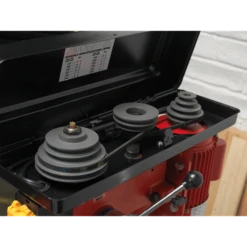 12-Speed Floor Pillar Drill 1500mm Ht 370W 10 12-Speed Floor Pillar Drill 1500mm Ht 370W -Magical Ears Collectibles Shop GDM140F ACT SHOWING BELTS