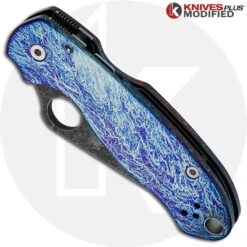 MODIFIED Spyderco Para 3 Knife With Acid Stonewash + KP Titanium Scales MAYHEM FINISH -Magical Ears Collectibles Shop KP PARA3 4 NEW CLOSED FRONT2