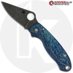 MODIFIED Spyderco Para 3 Knife With Acid Stonewash + KP Titanium Scales MAYHEM FINISH -Magical Ears Collectibles Shop KP PARA3 4 NEW OPEN FRONT