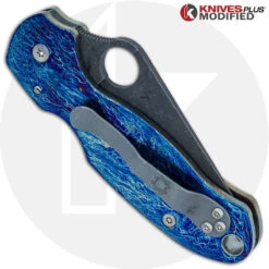 MODIFIED Spyderco Para 3 Knife With Acid Stonewash + KP Titanium Scales MAYHEM FINISH -Magical Ears Collectibles Shop KP PARA3 4 NEW1 CLOSED BACK