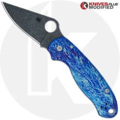 MODIFIED Spyderco Para 3 Knife With Acid Stonewash + KP Titanium Scales MAYHEM FINISH