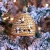 Bee Hive Glass Christmas Ornament