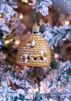 Bee Hive Glass Christmas Ornament