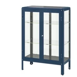 FABRIKÖR Glass-door Cabinet - Black-blue 31 7/8x44 1/2 "