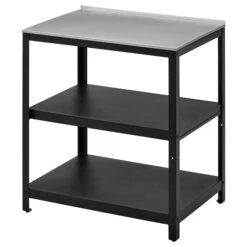 GRILLSKÄR Kitchen Island Shelf Unit - Black/stainless Steel Outdoor 33 7/8x24 "