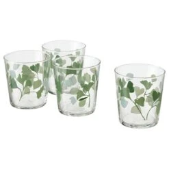 STILENLIG Glass - Clear Glass Leaf Patterned/green 10 Oz