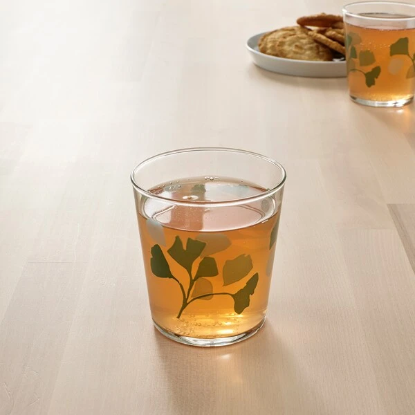 STILENLIG Glass - Clear Glass Leaf Patterned/green 10 Oz 3 STILENLIG Glass - Clear Glass Leaf Patterned/green 10 Oz - Image 3